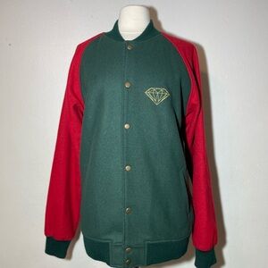 Diamond Supply Co Bomber Varsity Green Red Wool Blend Mens Large.